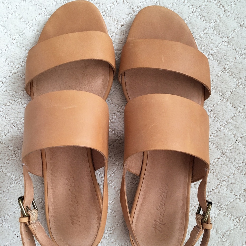 Madewell The Elena Slingback Tan Leather Sandals